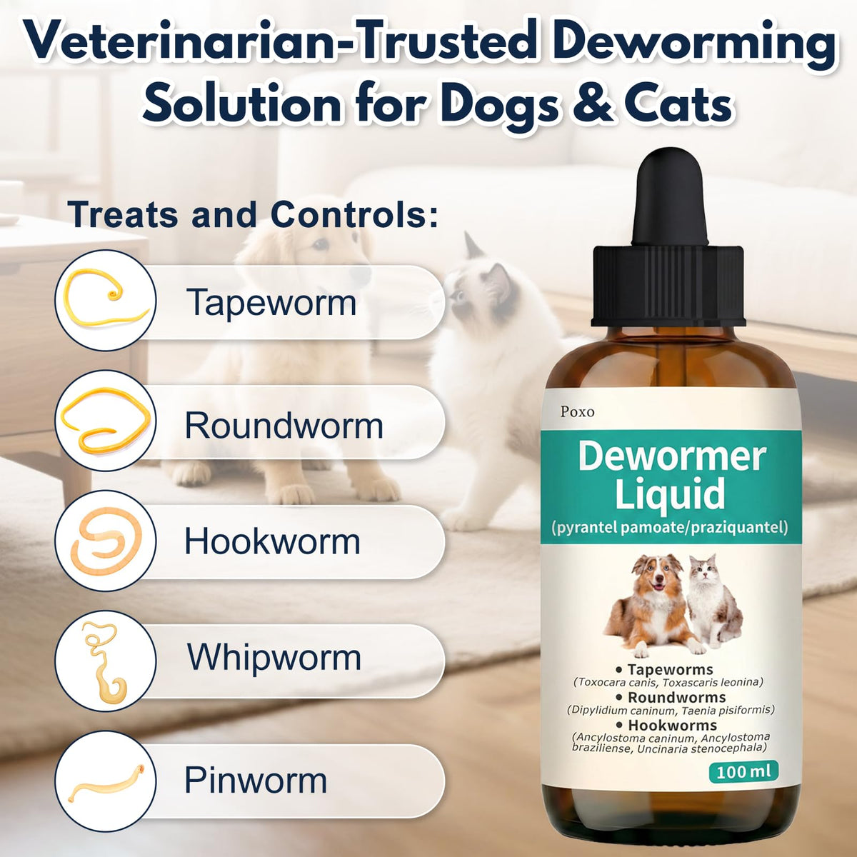 Broad Spectrum Dewormer Liquid for Cats and Dogs 100 mL Q320507