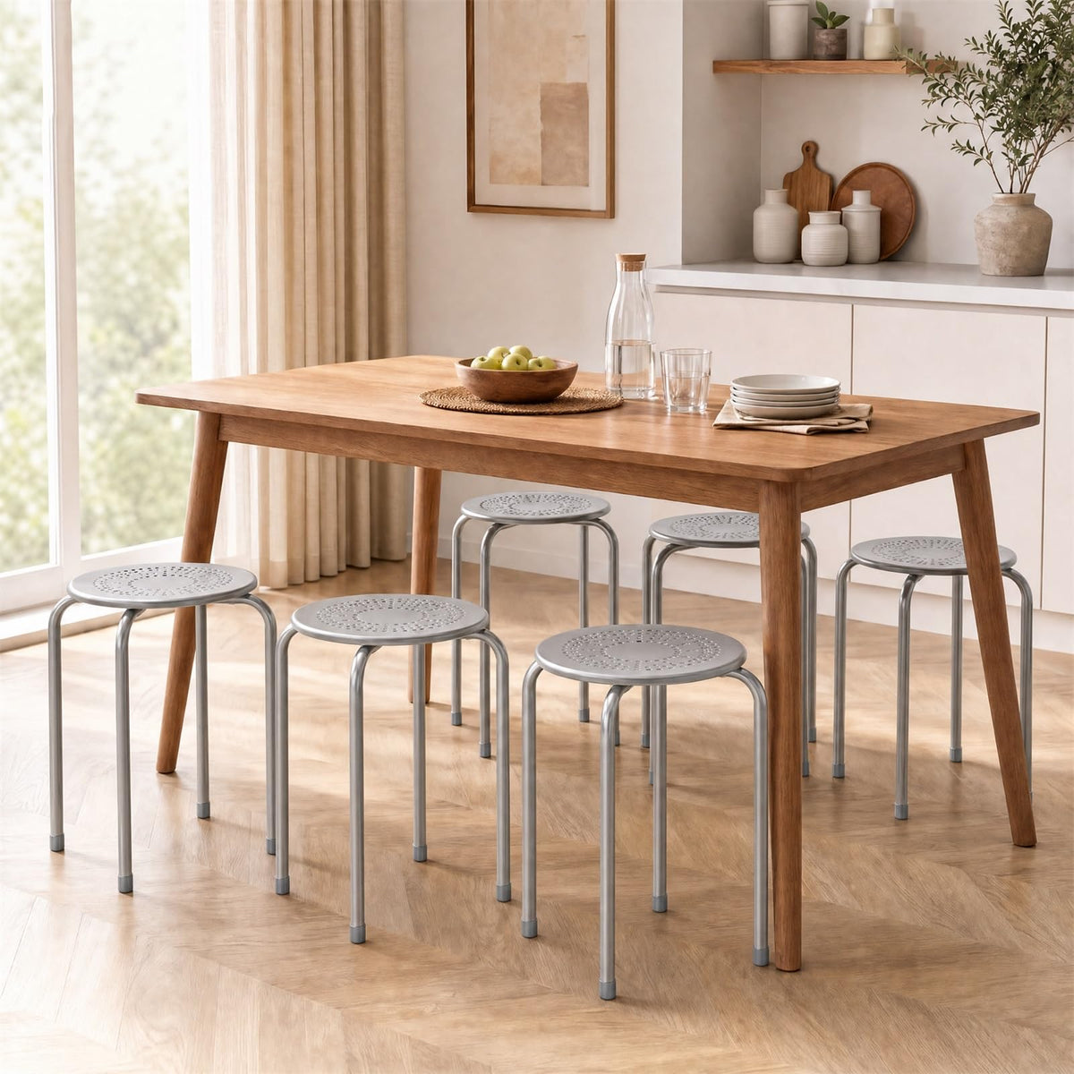 Grey Stackable School Stools 6-Pack V202