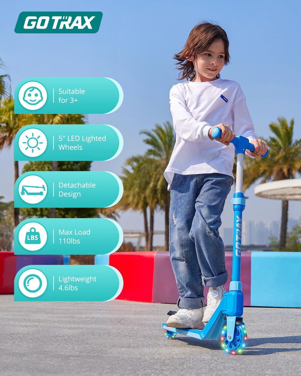 Kids Kick Scooter LED Light 2 Wheels J1505