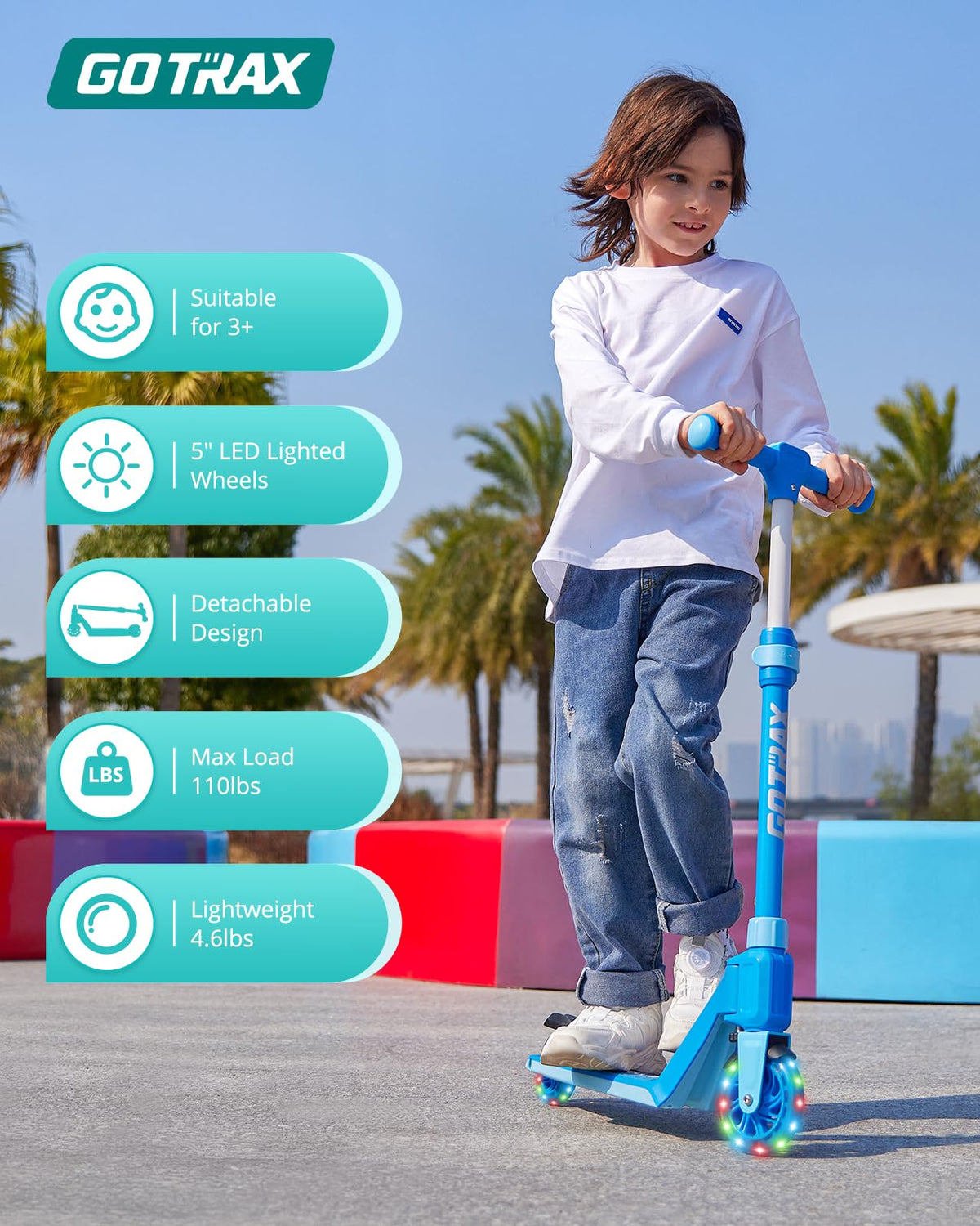 Kids Kick Scooter LED Light 2 Wheels J1505