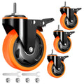 4 inch Threaded Stem Caster Wheels Set of 4 Heavy Duty Dual Locking O260238