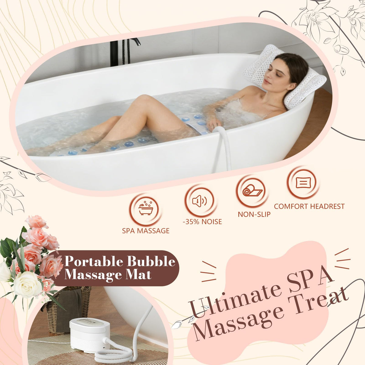 Heated Bubble Bath Mat with Remote Control I9293