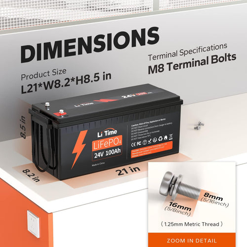 24V 100Ah LiFePO4 Lithium Battery D928999