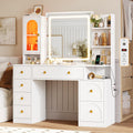White Vanity Desk with Mirror and LED Lights P59791