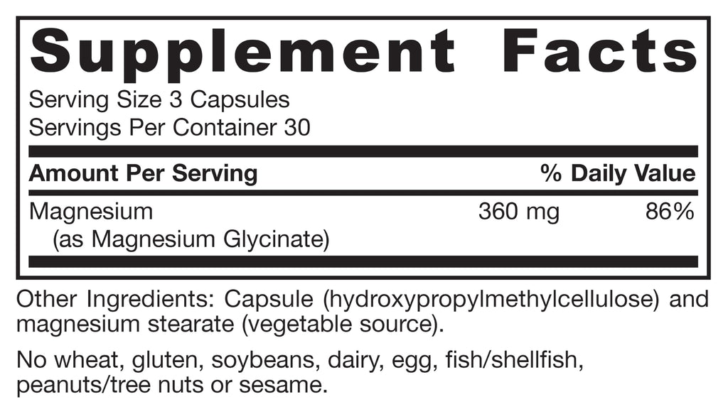 Magnesium Glycinate 90 Capsules Y587