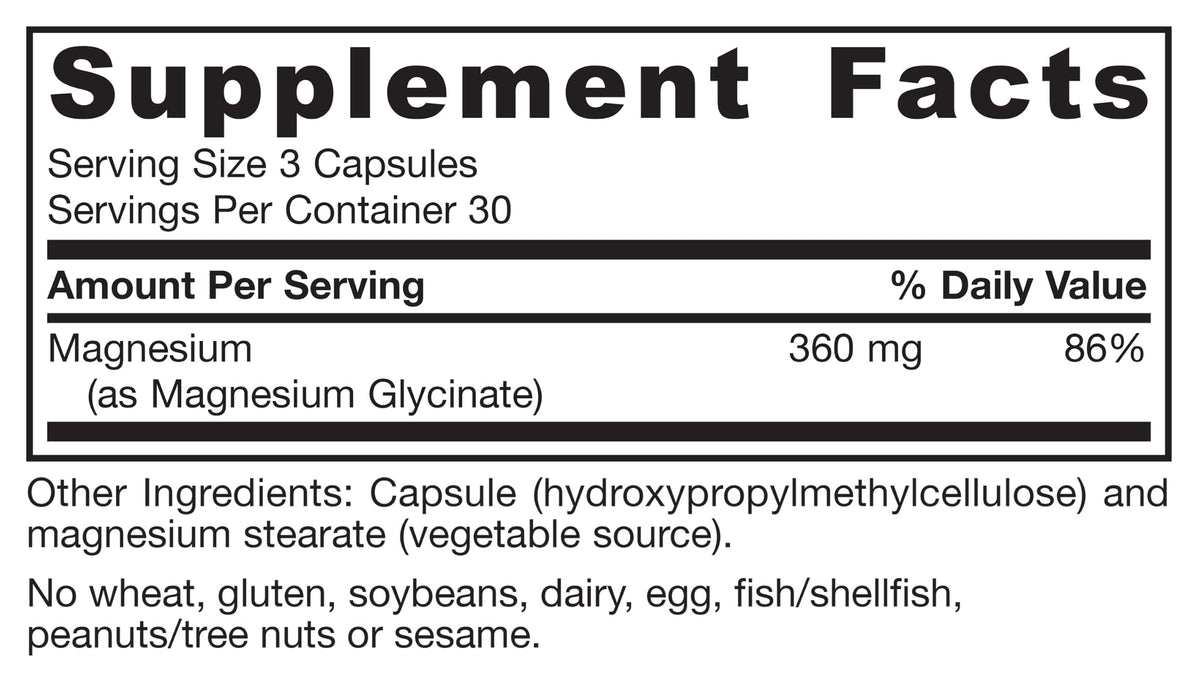 Magnesium Glycinate 90 Capsules Y587