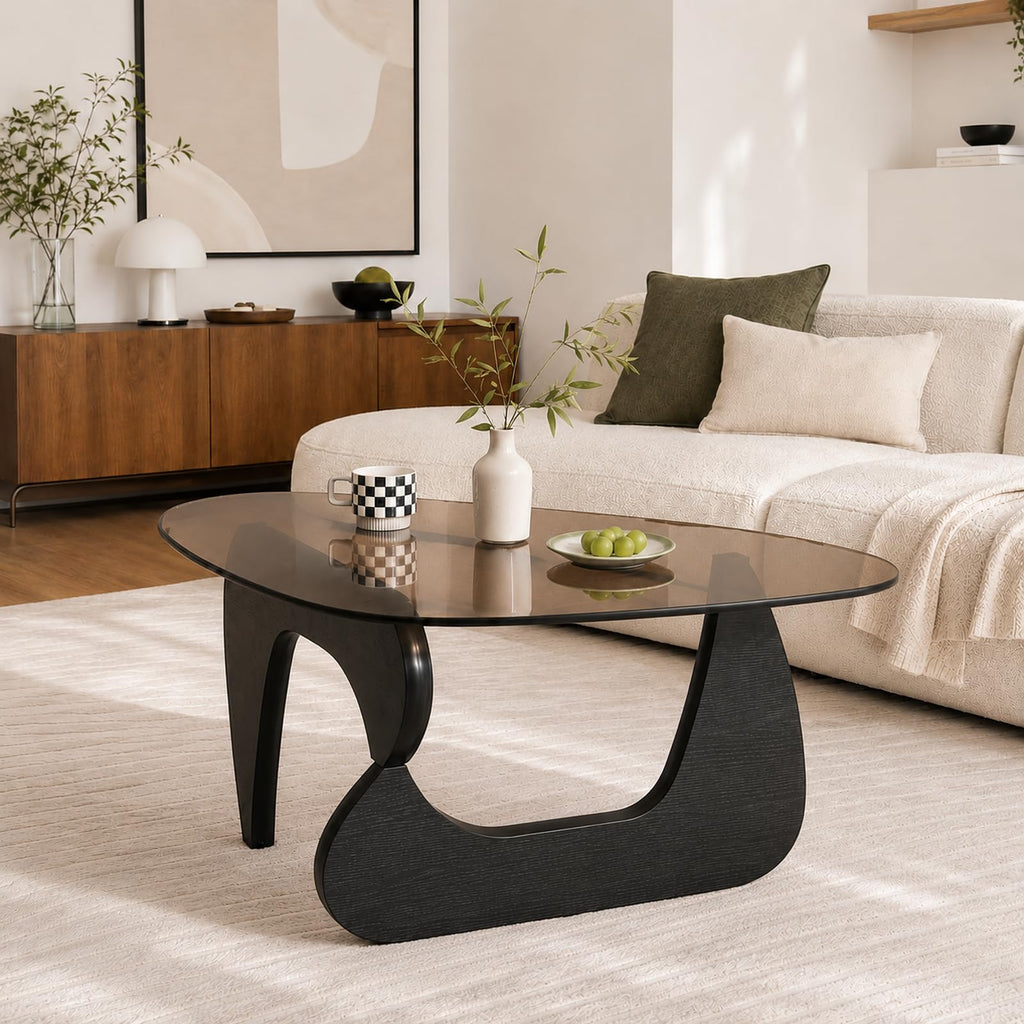 Glass Coffee Table with Black Wood Base N59715
