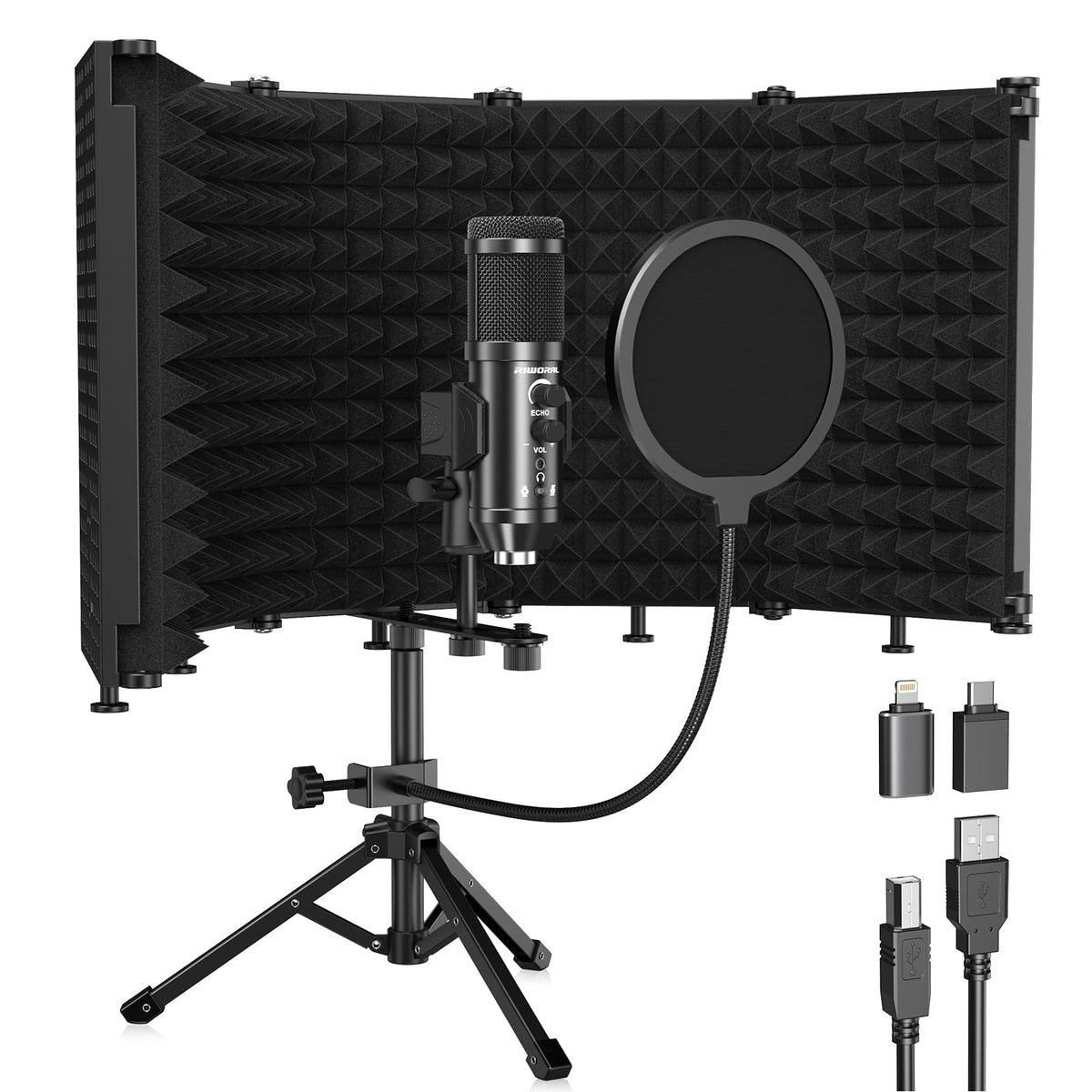 Microphone Isolation Shield with Pop Filter & Tri-Stand Kit L547