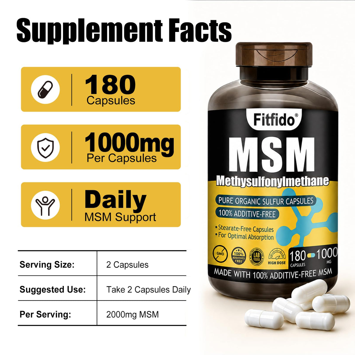 MSM Capsules 1000mg 180 Count K881507