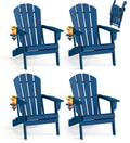 Folding Adirondack Chairs Set of 4 Blue HDPE Plastic V322