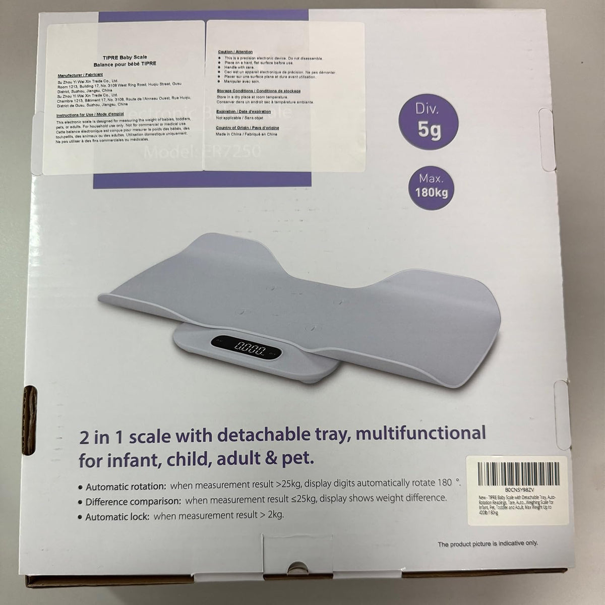 Baby Scale with Detachable Tray, Up to 400lb/180kg T3541