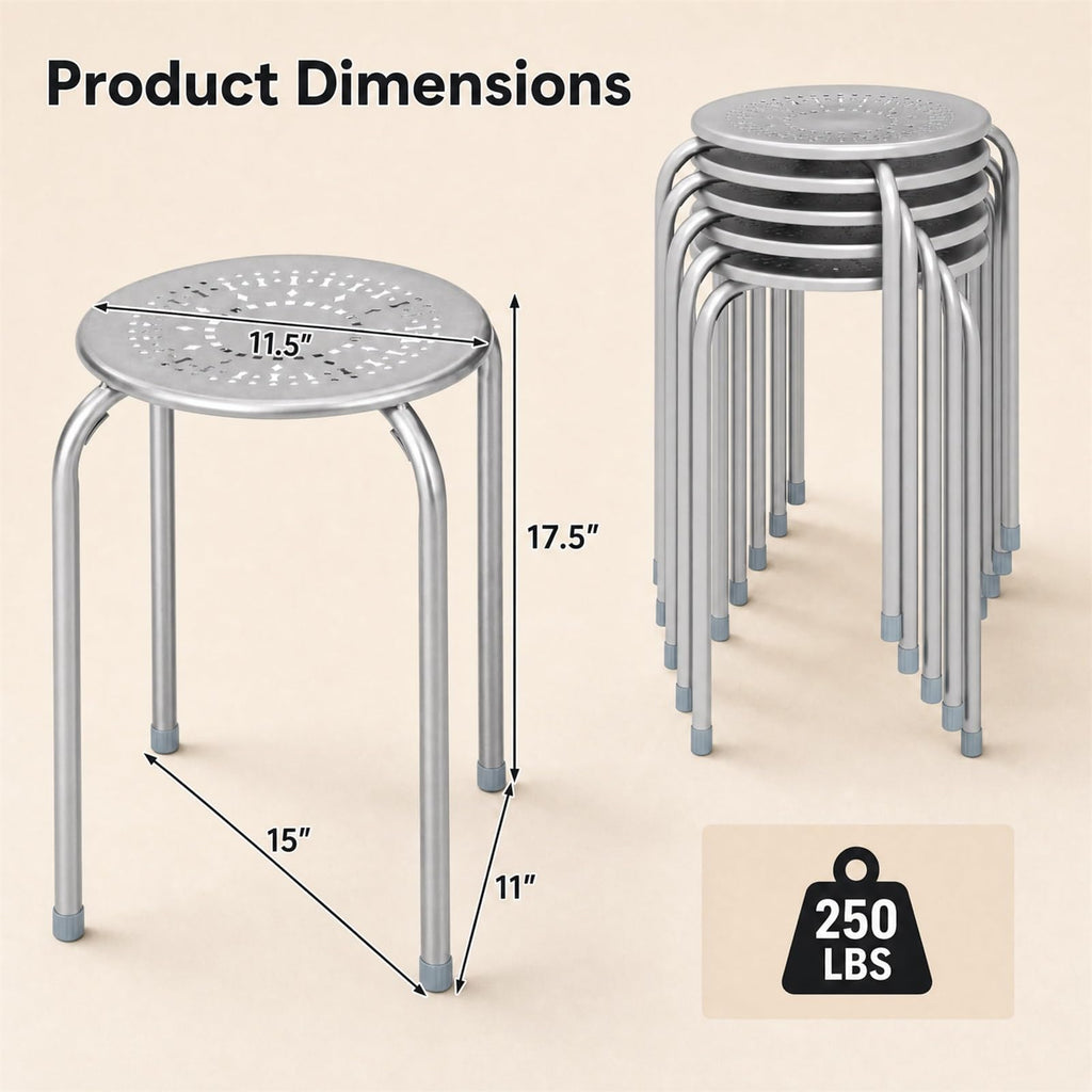Grey Stackable School Stools 6-Pack V202