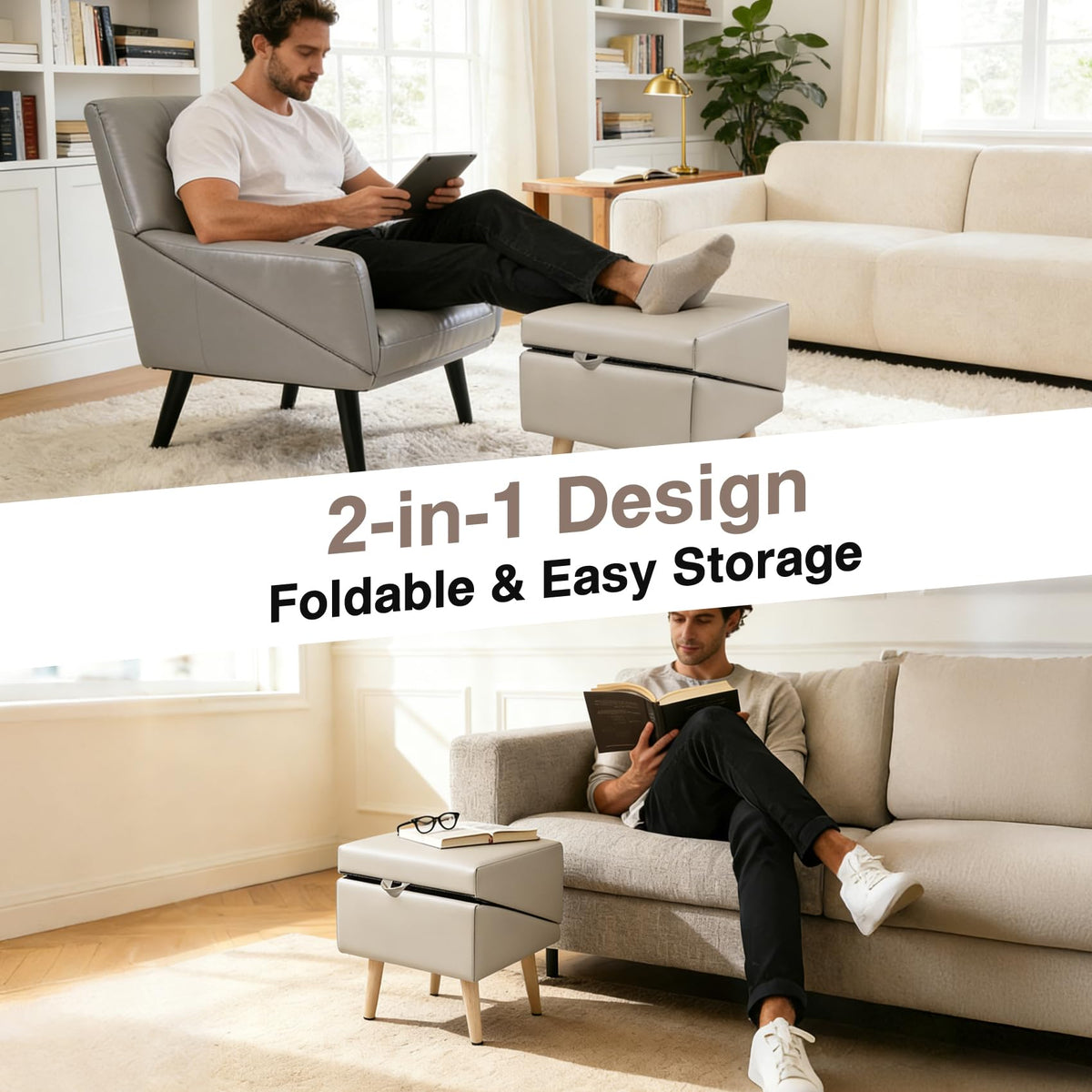 Foldable Non-Slip Wooden Dog Ramp Ottoman D10823