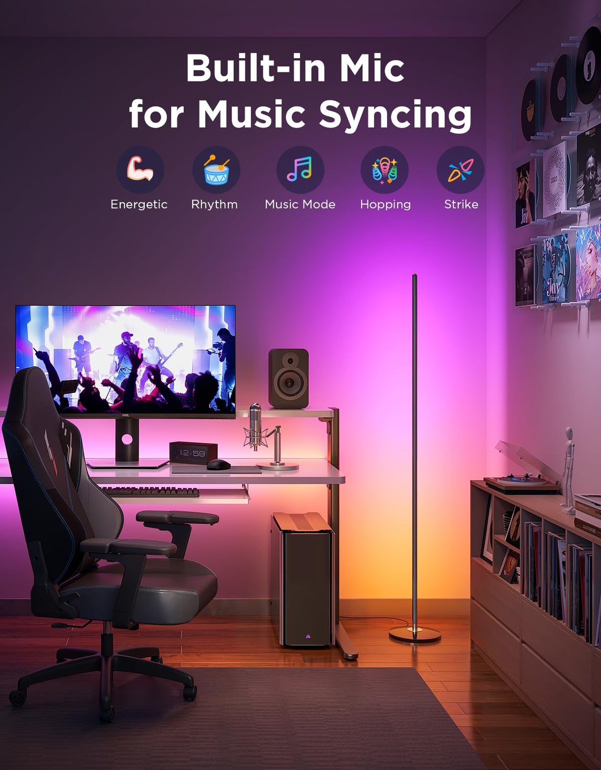 Black RGBIC LED Floor Lamp Q622