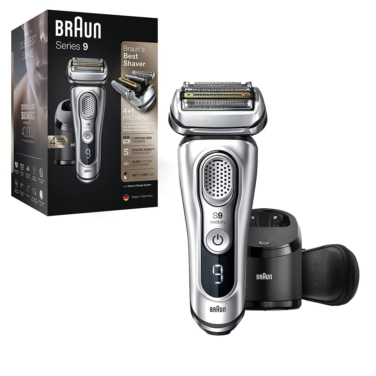 Electric Razor for Men, Waterproof Foil Shaver, Wet & Dry Shave, Silver B36651