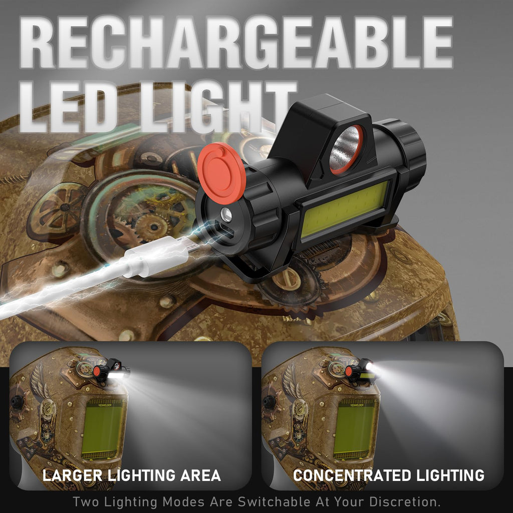 Auto-Darkening Welding Helmet with USB LED Work Light A96462