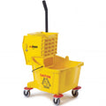26 qt Yellow Plastic Mop Bucket on Wheels Q51427