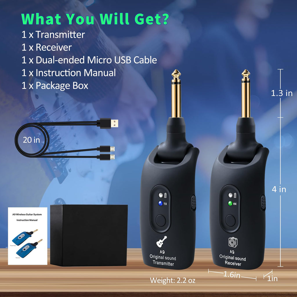 Wireless Guitar System 2.4GHz Transmitter and Receiver Black W41537