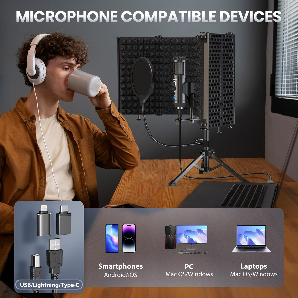Microphone Isolation Shield with Pop Filter & Tri-Stand Kit L547