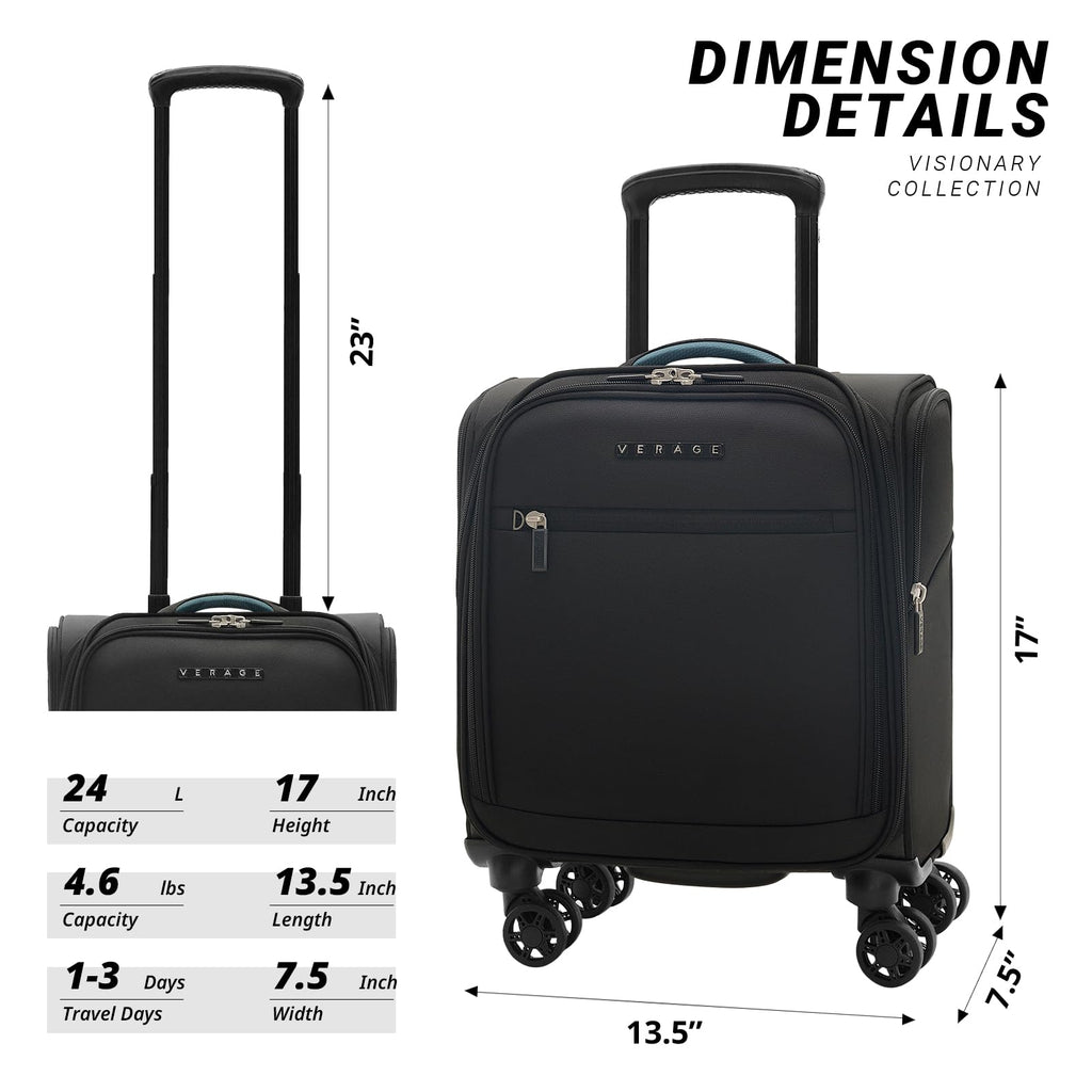 14-Inch Underseat Carry On Luggage with Spinner Wheels & USB Charging Port K92657