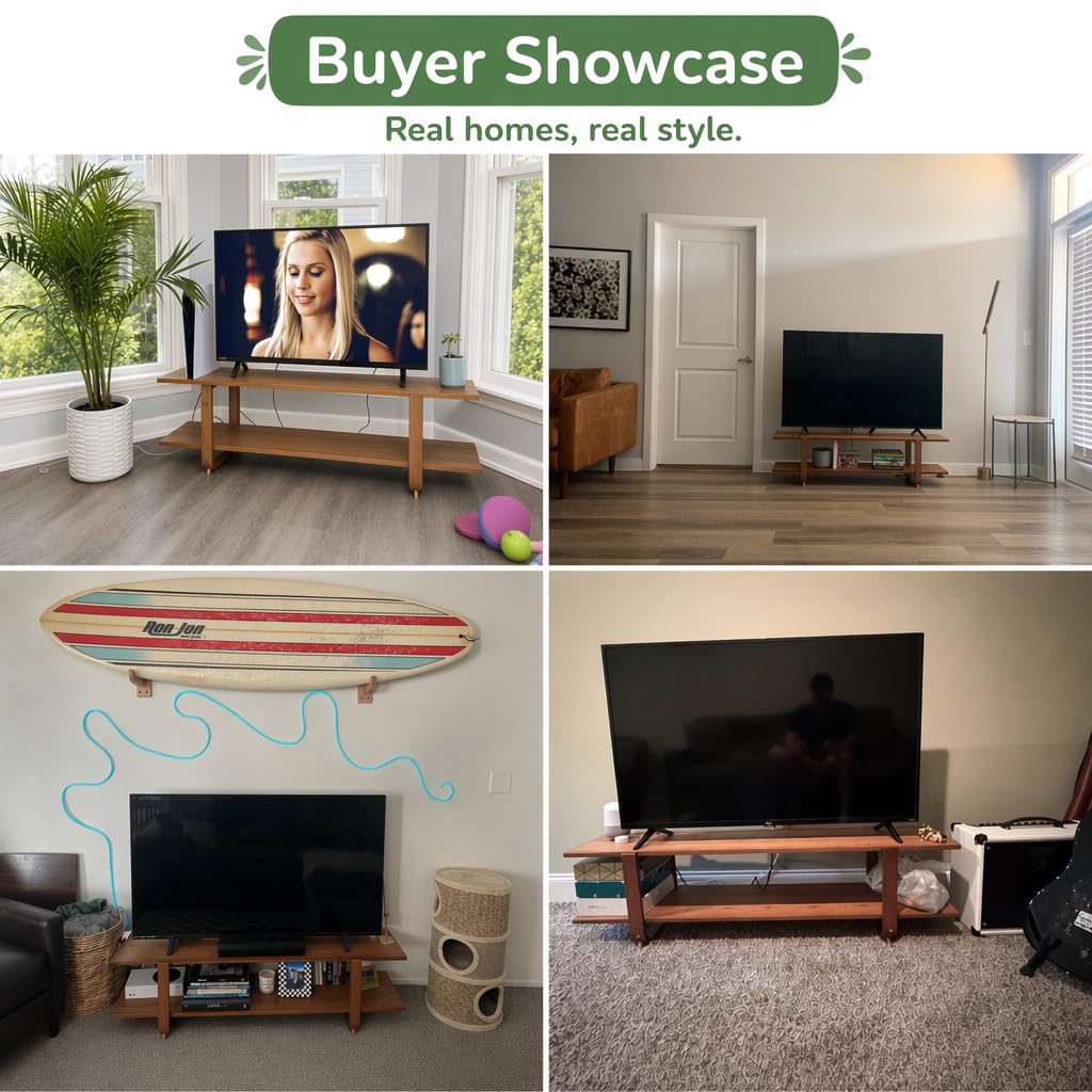 Bamboo TV Stand with Storage up to 65'' N3512