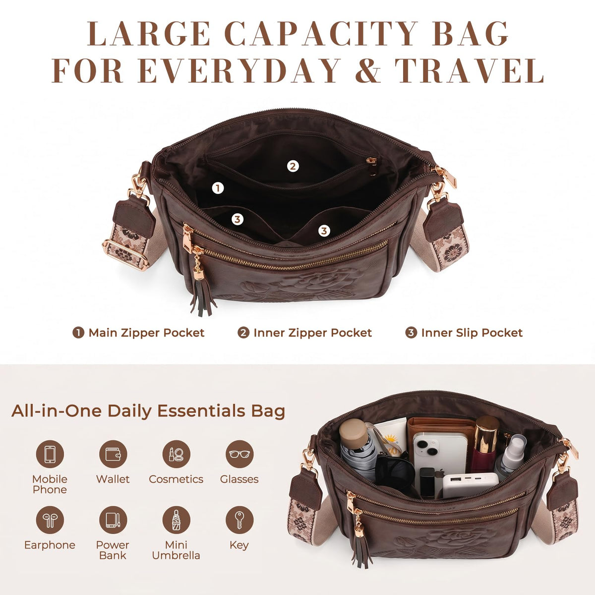 Vegan Leather Crossbody Bag J760958