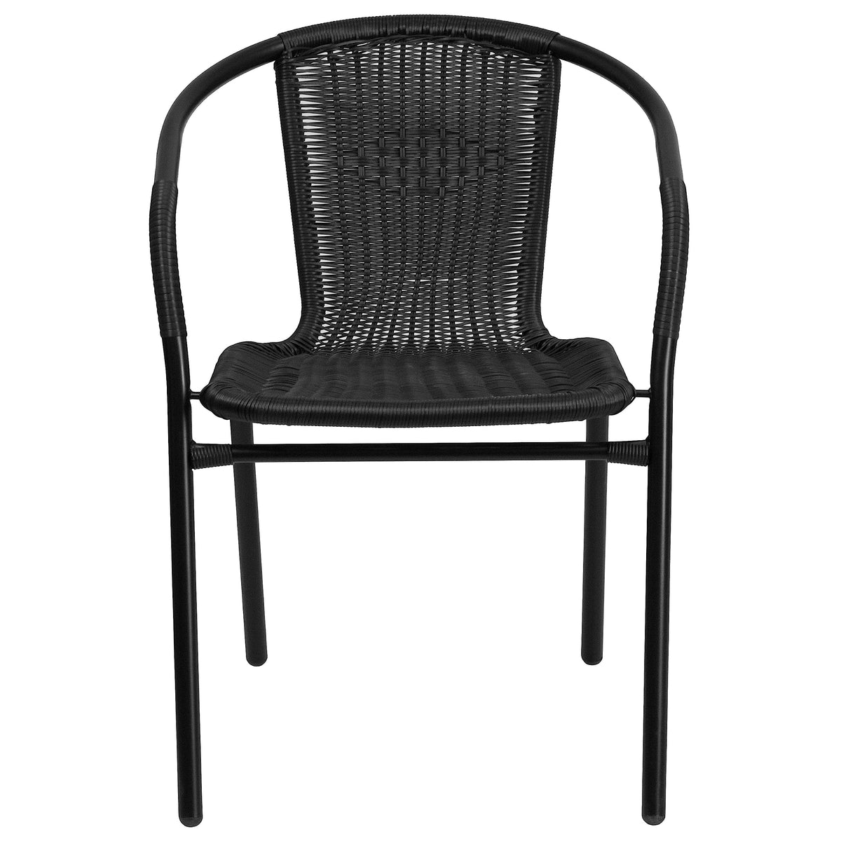 Black Rattan Stackable Dining Chairs Set of 4 O701
