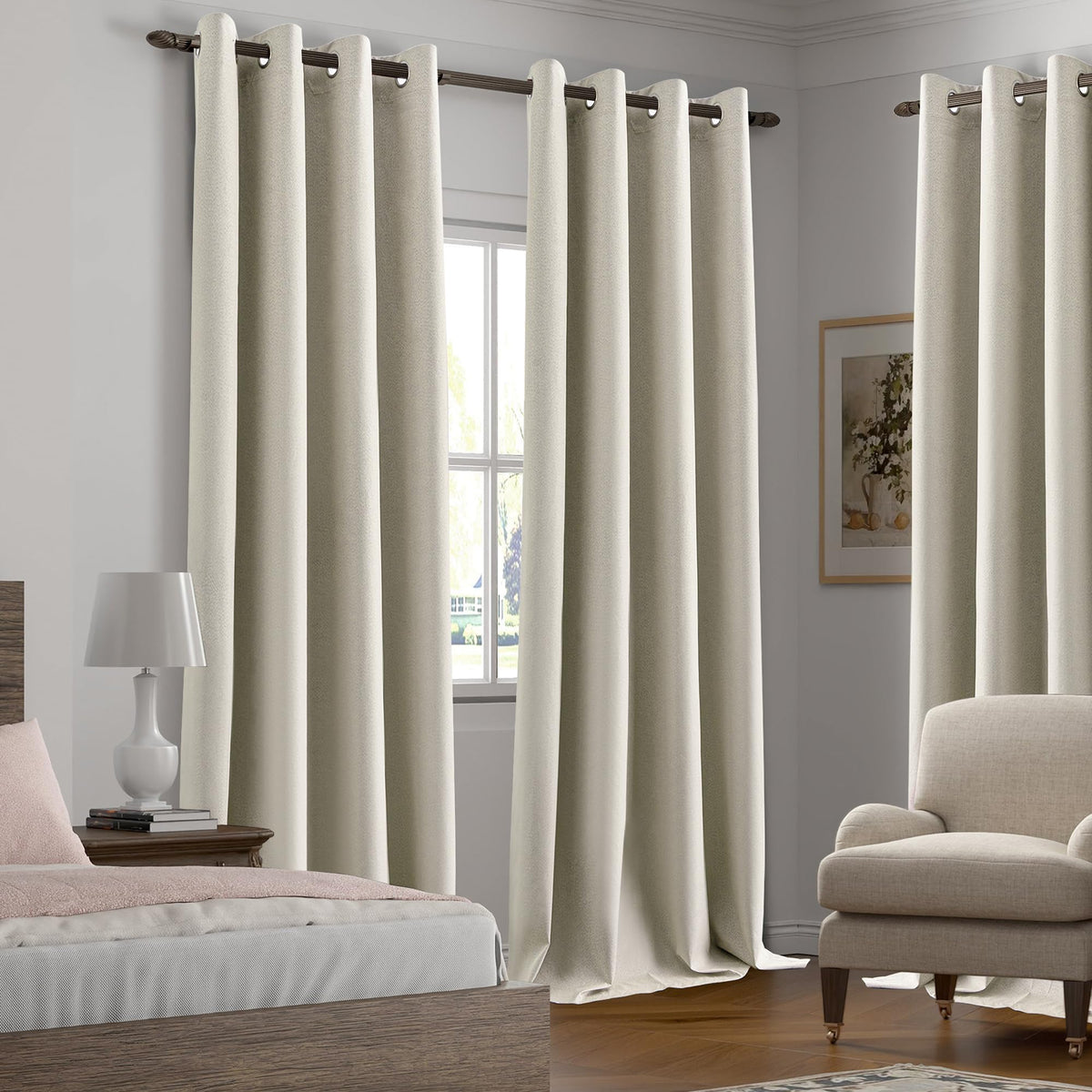 Blackout Linen Curtains 92 Inch 2 Panels L1471