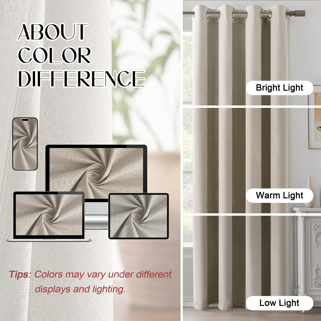 Blackout Linen Curtains 92 Inch 2 Panels L1471