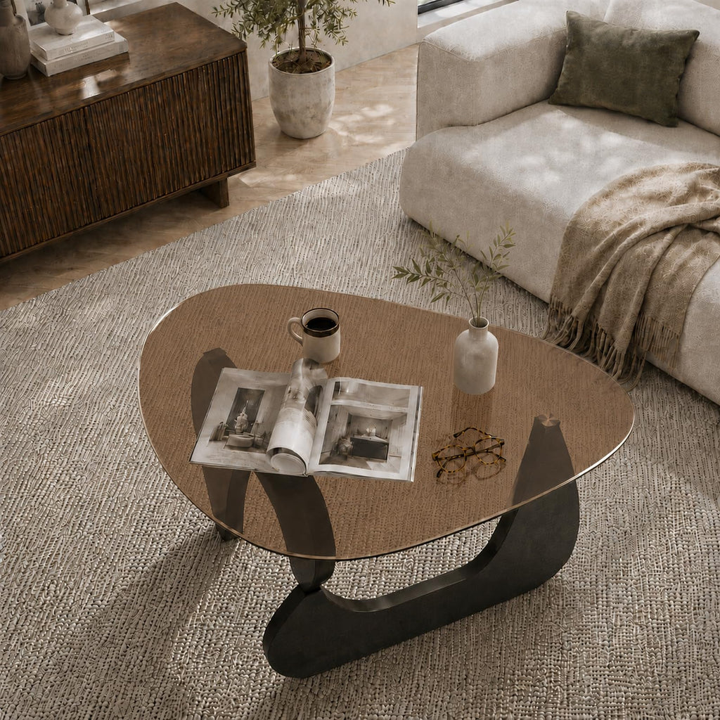 Glass Coffee Table with Black Wood Base N59715