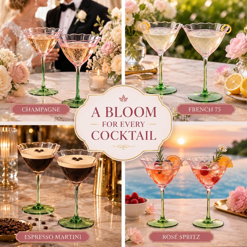Pink Tulip Flower Cocktail Glasses 2 Set L892