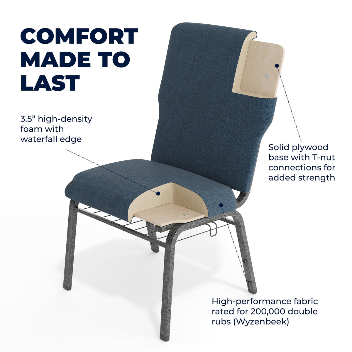 Navy 21 in Wide Church Chair E43625