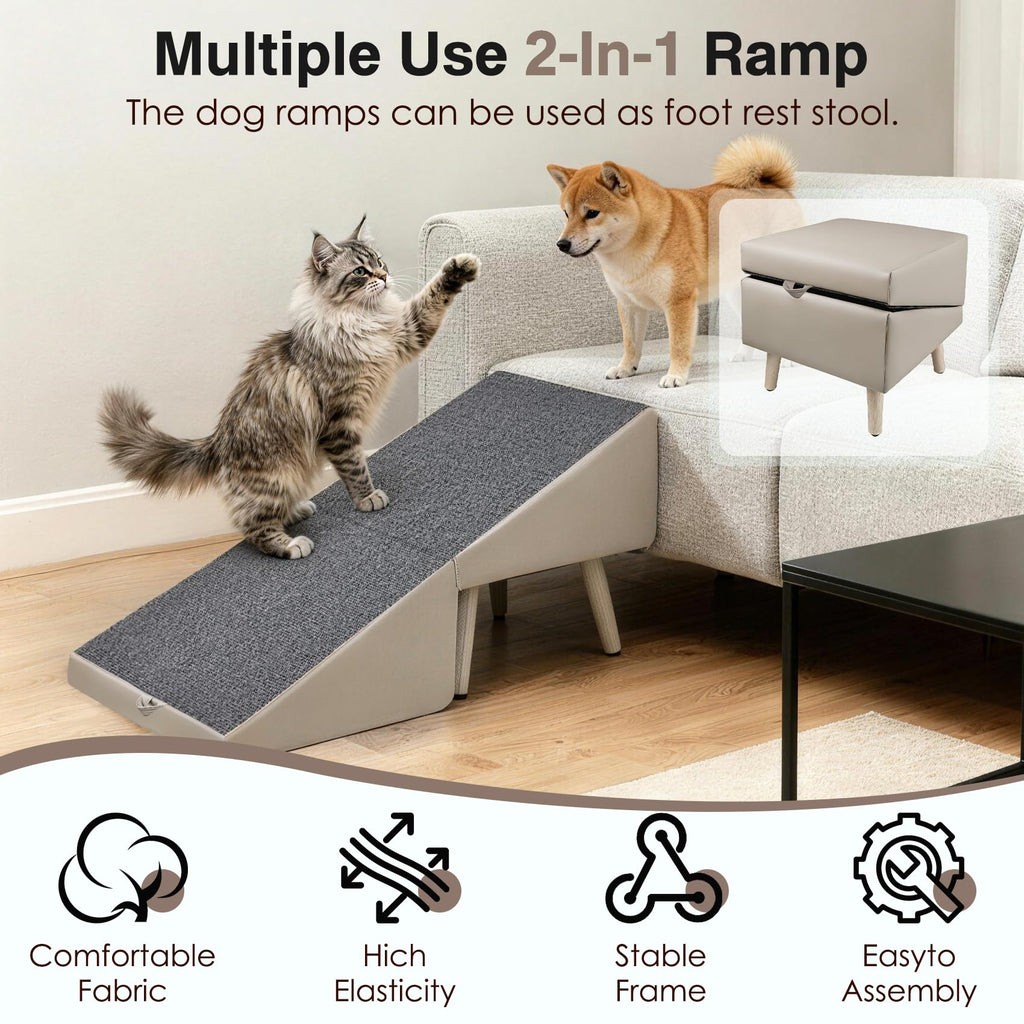 Foldable Non-Slip Wooden Dog Ramp Ottoman D10823