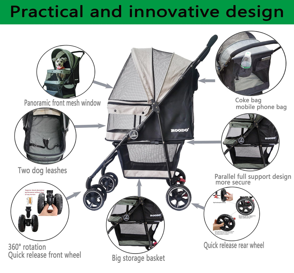 4 Wheel Lightweight Foldable Pet Stroller F3835