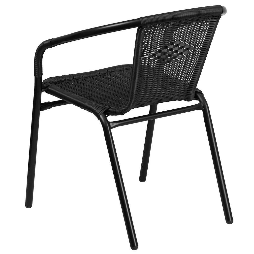 Black Rattan Stackable Dining Chairs Set of 4 O701