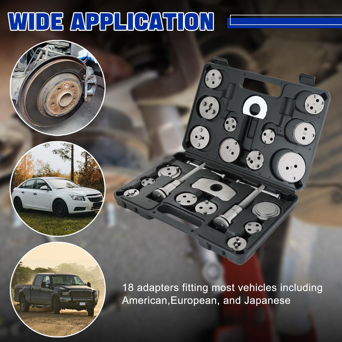 24pcs Heavy Duty Disc Brake Caliper Tool Set & 23PCS Aluminum Alloy Cup Type Oil Filter Cap Wrench Socket Removal Tool Set Y747939