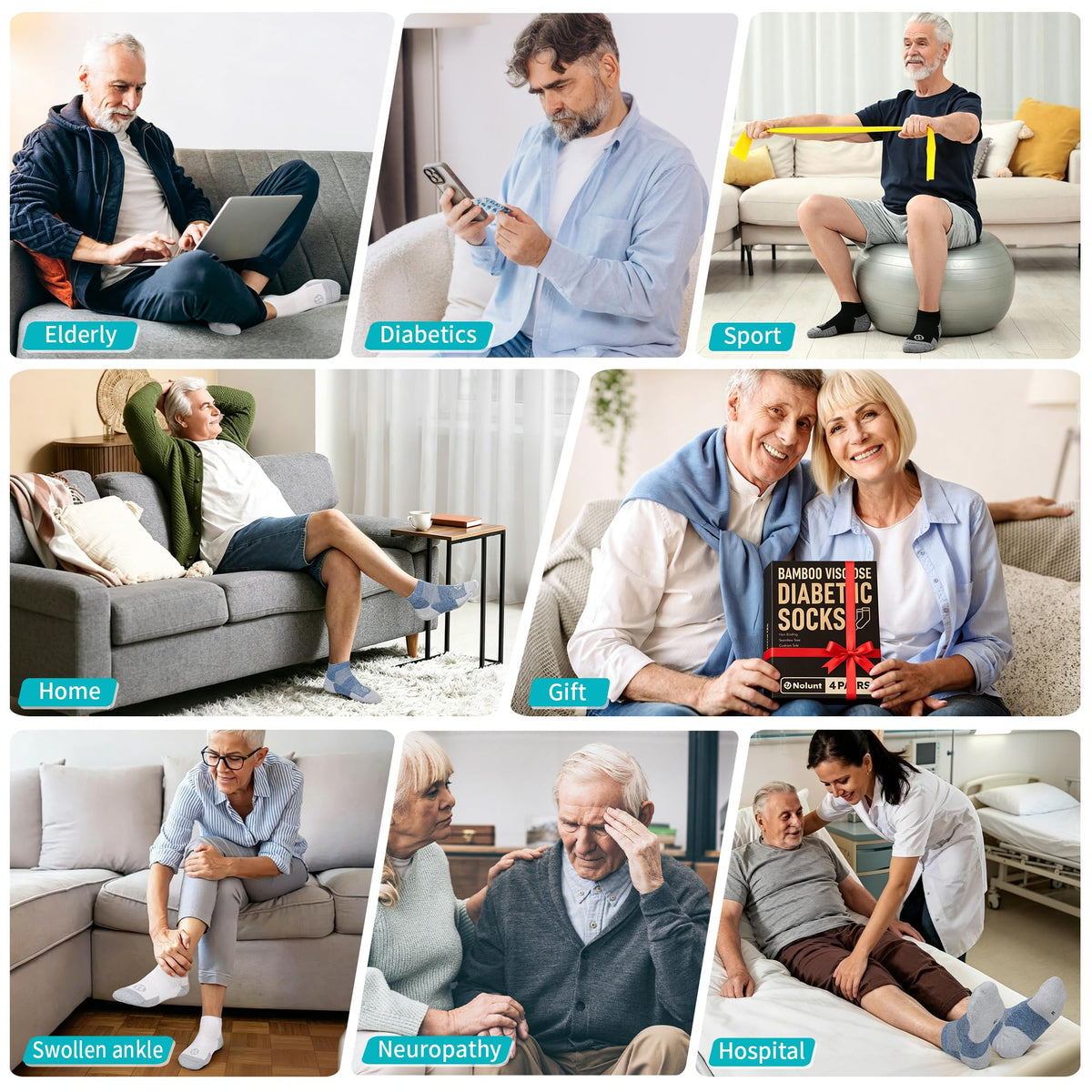 Low Cut Diabetic Socks 6 Pairs G70478