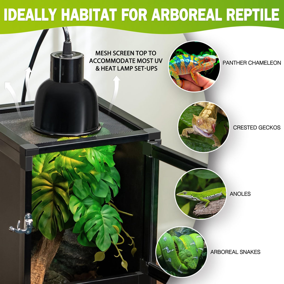 12"x12"x18" PVC Reptile Terrarium with Screen & Acrylic Doors O16953