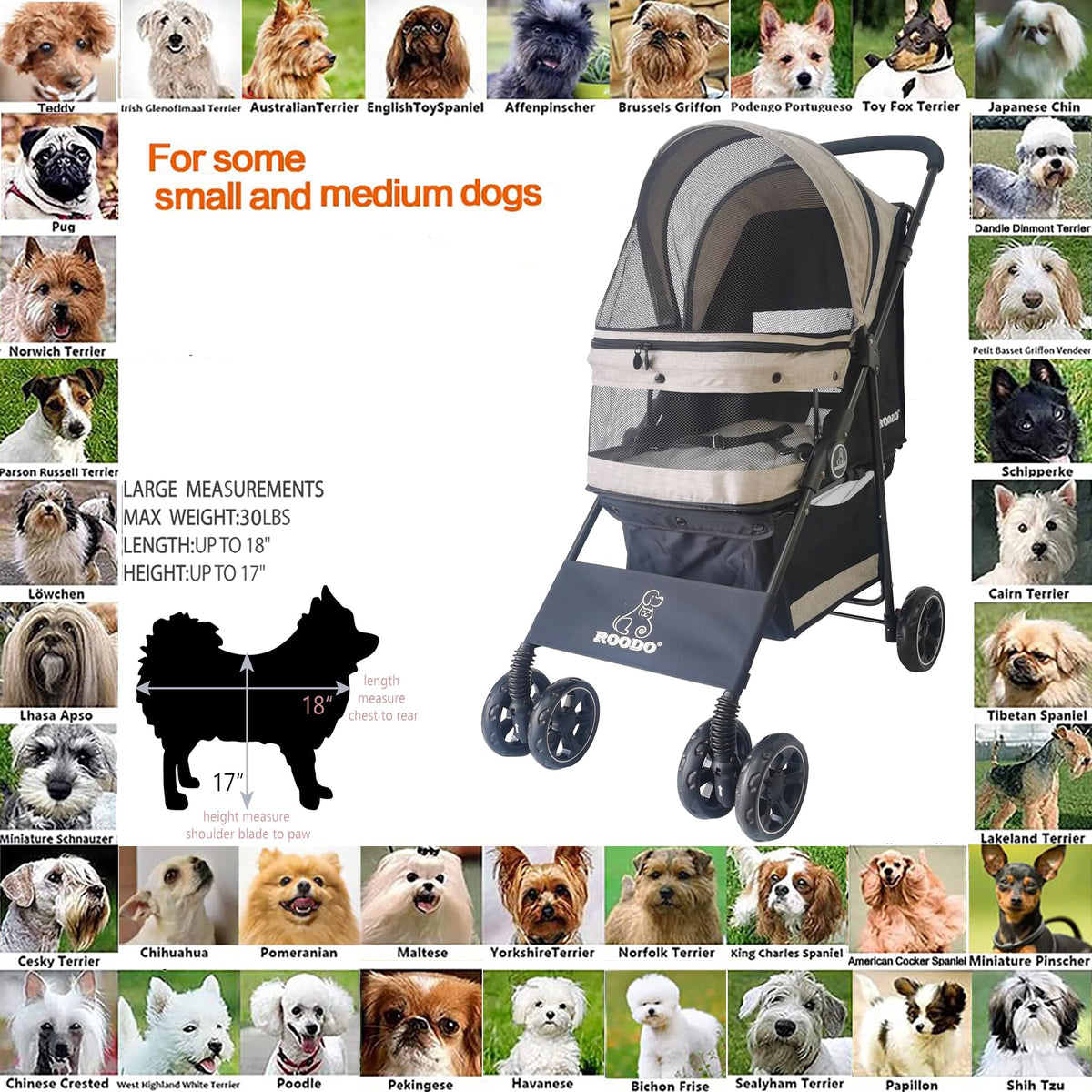 4 Wheel Lightweight Foldable Pet Stroller F3835