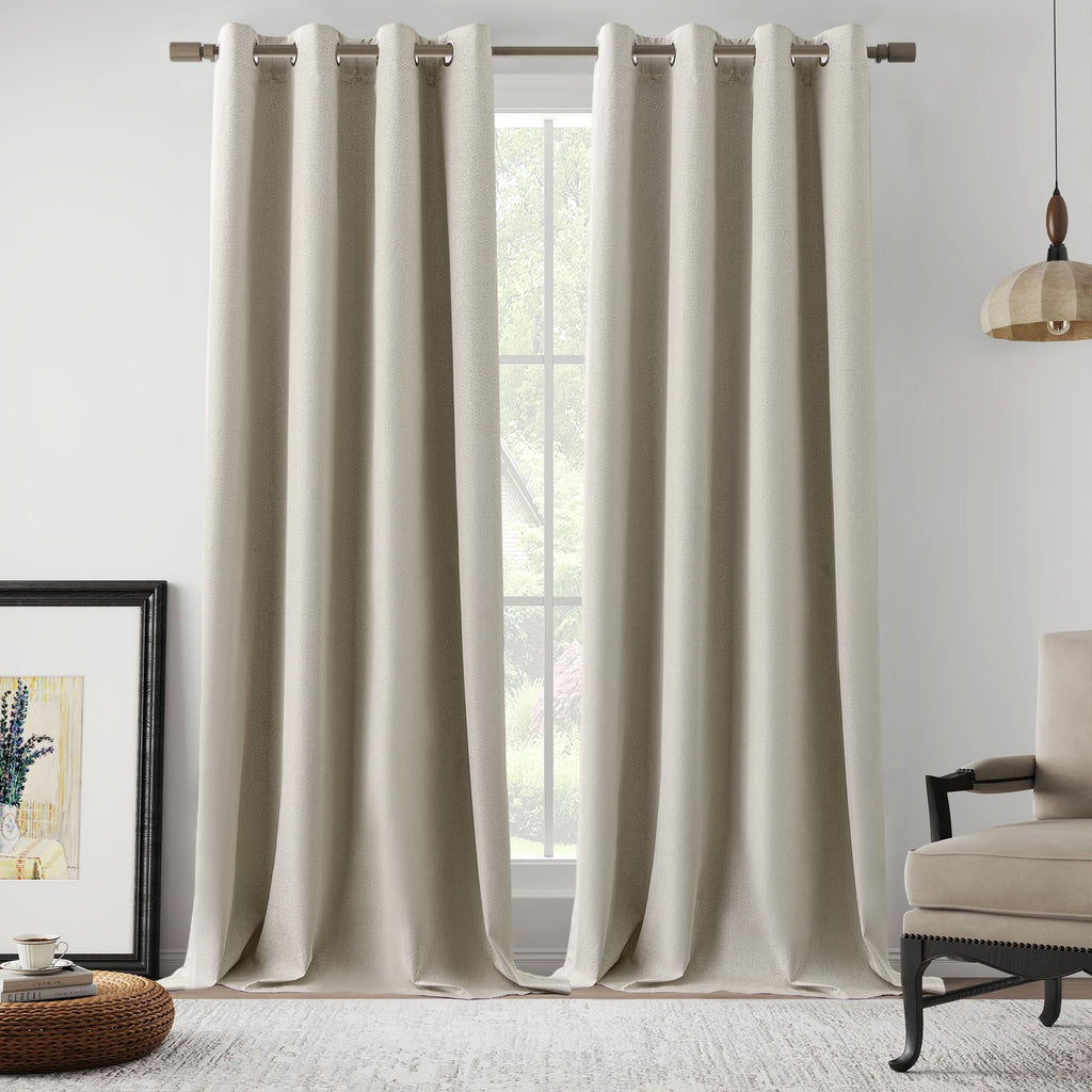Blackout Linen Curtains 92 Inch 2 Panels L1471