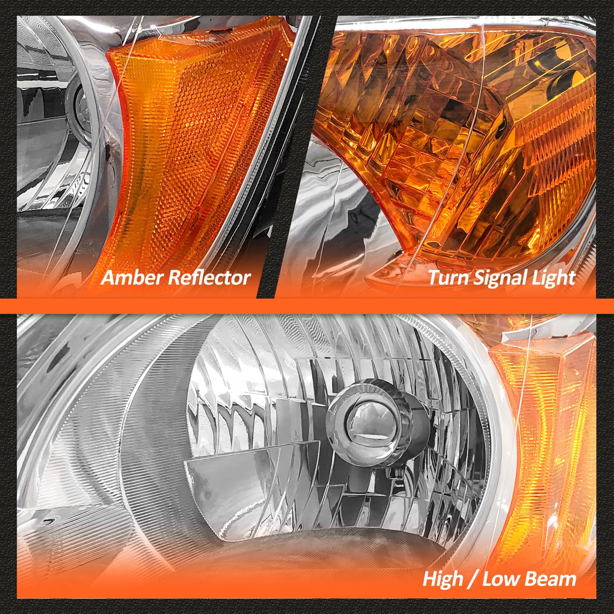 2002-2004 Honda Crv Chrome Headlights Assembly Pair N39856