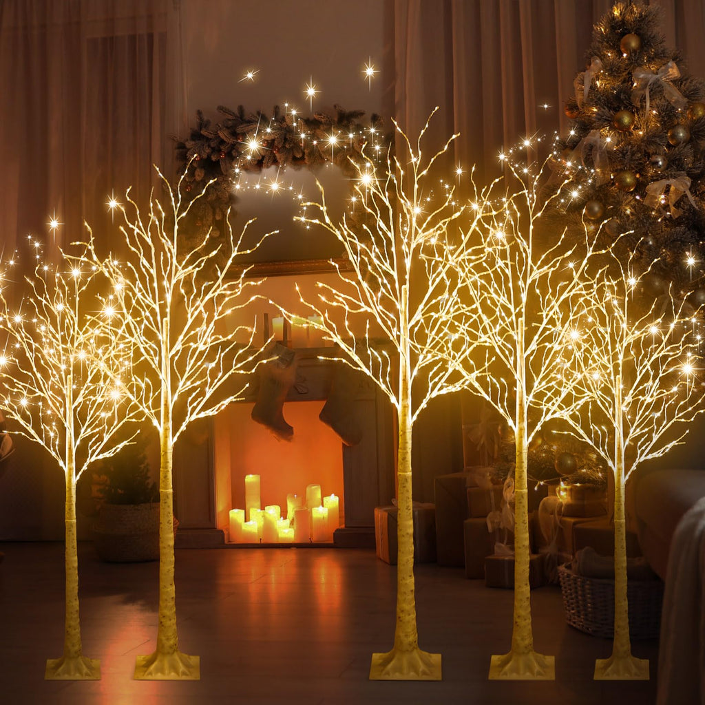 6 Pcs Lighted Birch Tree O52610