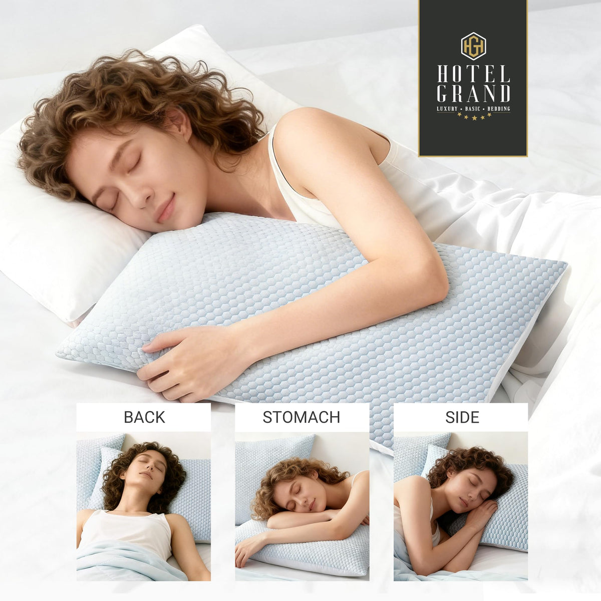 Cooling Soft Low-Profile Pillow King Size Set of 2 T3606