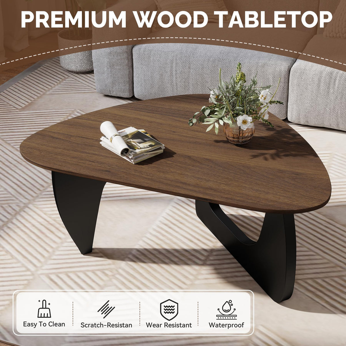 Wood Coffee Table with Wooden Top & Unique Base J616447