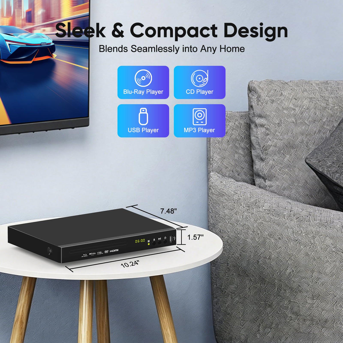 Full HD 1080p Blu-ray DVD Player with Dolby Digital T7462