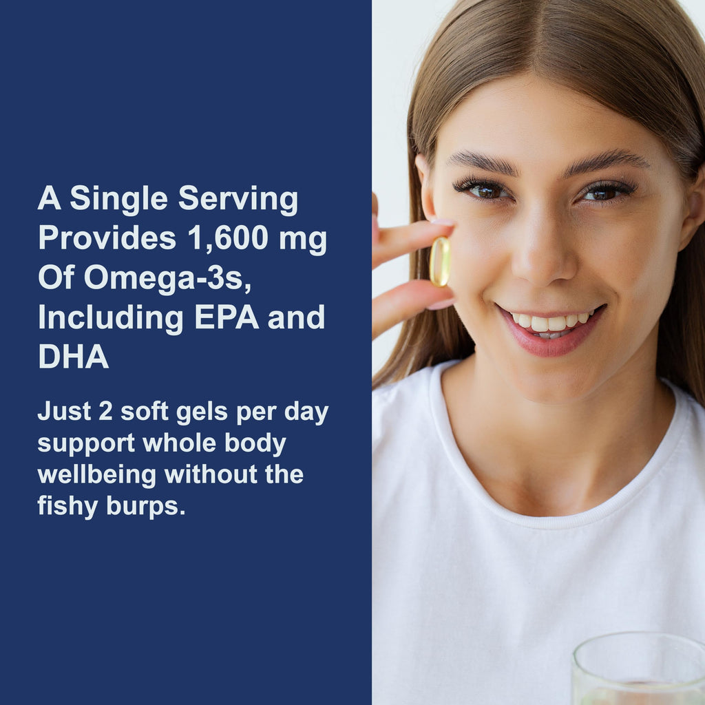 Omega-3 Fish Oil 1600 mg Lemon 90 Softgels E262