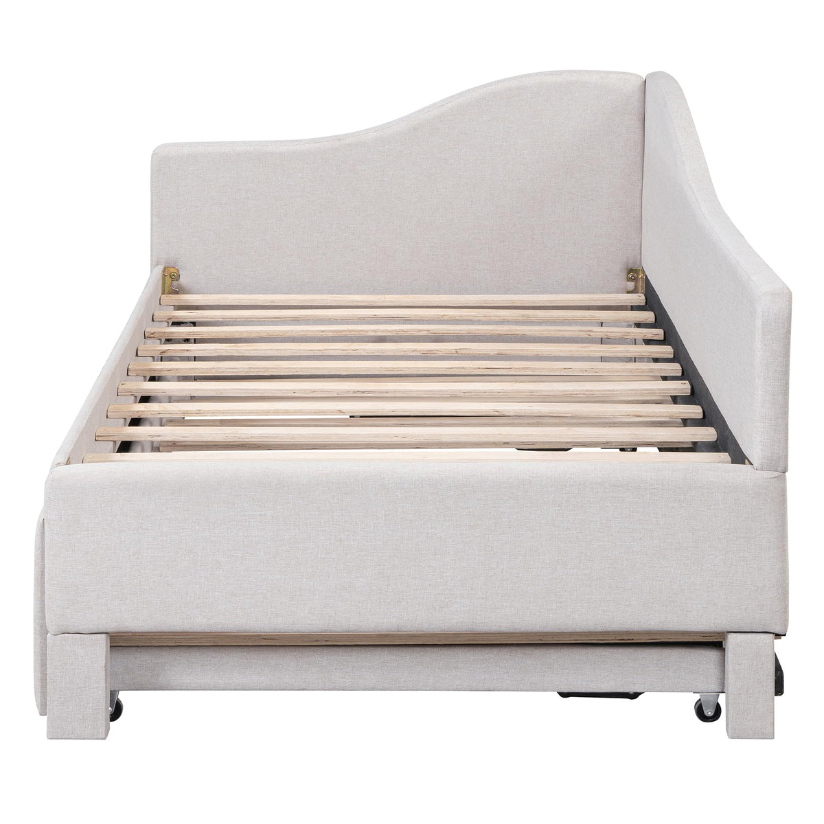Twin Size Upholstered Linen Daybed with Pop up Trundle U70671