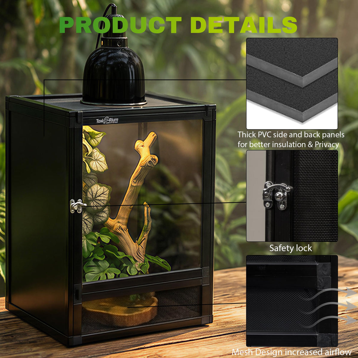 12"x12"x18" PVC Reptile Terrarium with Screen & Acrylic Doors O16953