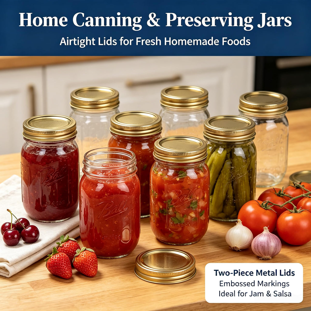 16 oz Regular Mouth Clear Glass Mason Jars 12-Pack with Airtight Lids and Bands O564