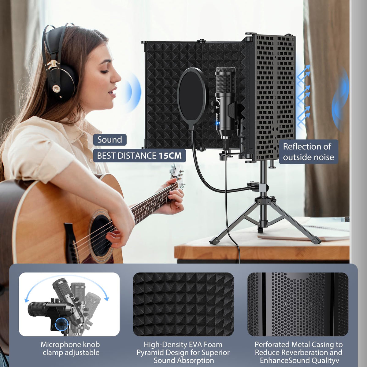 Microphone Isolation Shield with Pop Filter & Tri-Stand Kit L547